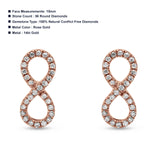 14kt Solid Rose Gold Infinity Sign Stud Diamond Earrings Wholesale