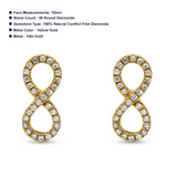 14kt Solid Yellow Gold Infinity Sign Stud Diamond Earrings Wholesale