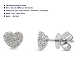 Solid 14K White Gold 6mm Heart Shape Diamond Stud Earrings Wholesale