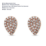 14kt Solid Rose Gold 6mm Pear Shape Round Diamond Stud Earrings Wholesale