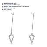 14k Solid White Gold Diamond Modern Triangle Drop Dangle Chain Earring Wholesale