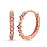14K Rose Gold .15ct Hoop Huggie Diamond Earrings