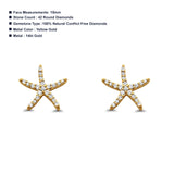 Solid 14K Yellow Gold 10mm Star Diamond Stud Earrings Wholesale