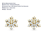 Solid 14K Yellow Gold 8mm Snowflake Diamond Stud Earrings Wholesale