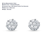 Solid 14K White Gold 5.5mm Round Flower Cluster Diamond Stud Earrings Screw Back Wholesale