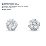 Solid 14K White Gold 5.75mm Round Flower Cluster Diamond Stud Earrings Screw Back Wholesale