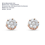 14K Rose Gold 4mm Flower Round Cluster Diamond Stud Earrings Screw Back Wholesale