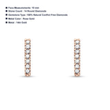Solid 14K Rose Gold 10mm Bar Line Modern Diamond Stud Earrings Screw Back Wholesale