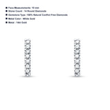 Solid 14K White Gold 10mm Bar Line Modern Diamond Stud Earrings Screw Back Wholesale