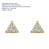 Solid 14K Yellow Gold 5.5mm Triangle Round Diamond Stud Earrings Push Back Wholesale