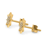 14K Yellow Gold .06ct Trendy Starburst Diamond Stud Earrings