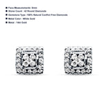 Diamond Stud Earrings Square Shaped Cluster 14K White Gold 0.27ct Wholesale