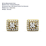 Diamond Stud Earrings Square Shaped Cluster 14K Yellow Gold 0.27ct Wholesale