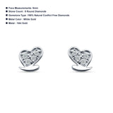 Heart Flying Bird Diamond Stud Earring 14K White Gold 0.08ct Wholesale