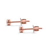 14K Rose Gold 0.09ct Round Diamond Bezel Solitaire Stud Earrings