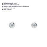 Solitaire Round Bezel Diamond Stud Earring 14K White Gold 0.11ct Wholesale