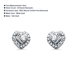 Heart Shaped Diamond Stud Earring Cluster 14K White Gold 0.12ct Wholesale