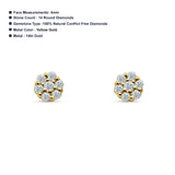 Cluster Flower Diamond Stud Earring 14K Yellow Gold 0.15ct Wholesale