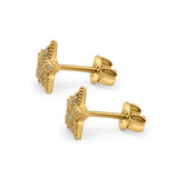 14K Yellow Gold .09ct Trendy Micro Pave Star Diamond Stud Earrings