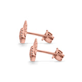 14K Rose Gold .08ct Cute Paw Print Diamond Stud Earring