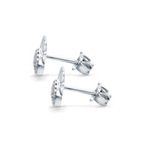 14K White Gold .08ct Cute Paw Print Diamond Stud Earring