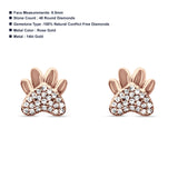 Diamond Paw Print Stud Earrings- Rose Gold 