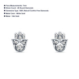 Hamsa Hand Diamond Stud Earrings 14K White Gold 0.04ct Wholesale