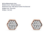 Diamond Stud Earrings Minimalist Hexagon Cluster 14K Rose Gold 0.06ct Wholesale