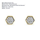Diamond Stud Earrings Minimalist Hexagon Cluster 14K Yellow Gold 0.06ct Wholesale