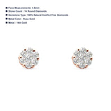 Diamond Flower Stud Earrings Round 14K Rose Gold 0.25ct Wholesale