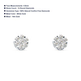 Diamond Flower Stud Earrings Round 14K White Gold 0.25ct Wholesale