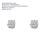 Diamond Flower Stud Earrings Minimalist 14K White Gold 0.11ct Wholesale