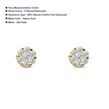 Diamond Flower Cluster Stud Earrings 14K Yellow Gold 0.38ct Wholesale