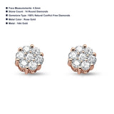 14K Rose Gold Diamond Brilliant Round Flower Stud Earrings Wholesale