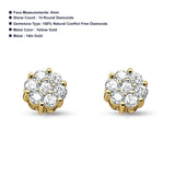 14k Solid Yellow Gold Diamond Flower Stud Earrings Wholesale