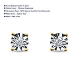 14K Solid Yellow Gold Round Diamond Miracle Illusion Stud Earrings Wholesale