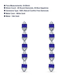 Dangle Drop Diamond Stud Earrings Cascading Blue Sapphire 14K White Gold 0.57ct Wholesale