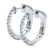 Half Eternity Huggie Hoop Earrings Round Simulated CZ 925 Sterling Silver (14mm)