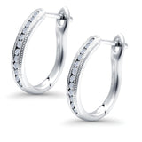 Half Eternity Hoop Earrings Round Simulated CZ 925 Sterling Silver (14mm)