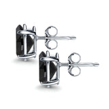 Art Deco Oval Wedding Bridal Solitaire Stud Earrings Simulated Black CZ 925 Sterling Silver-8mmx6mm