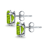 Art Deco Oval Wedding Bridal Solitaire Stud Earrings Simulated Peridot CZ 925 Sterling Silver-8mmx6mm