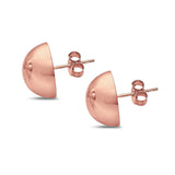 Half Ball Stud Earrings Round Rose Tone 925 Sterling Silver Wholesale