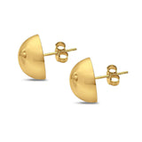 Half Ball Stud Earrings Round Yellow Tone 925 Sterling Silver (6mm-18mm)