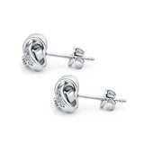 Stud Earrings Round Simulated CZ 925 Sterling Silver (8mm)