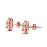 14K Rose Gold Wedding Stud Earrings Oval Simulated Cubic Zirconia (11mm)