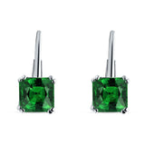 Cushion Leverback Earrings Simulated Green Emerald 925 Sterling Silver Wholesale