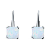 Cushion Leverback Earrings Lab Created White Opal 925 Sterling Silver Wholesale