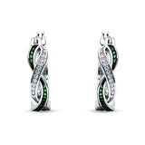 Twisted Infinity Huggie Hoop Earrings Simulated Green Emerald 925 Sterling Silver Wholesale