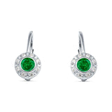 Leverback Round Hoop Earrings Simulated Green Emerald 925 Sterling Silver Wholesale