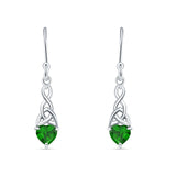 Celtic Trinity Heart Earrings Simulated Green Emerald 925 Sterling Silver Wholesale